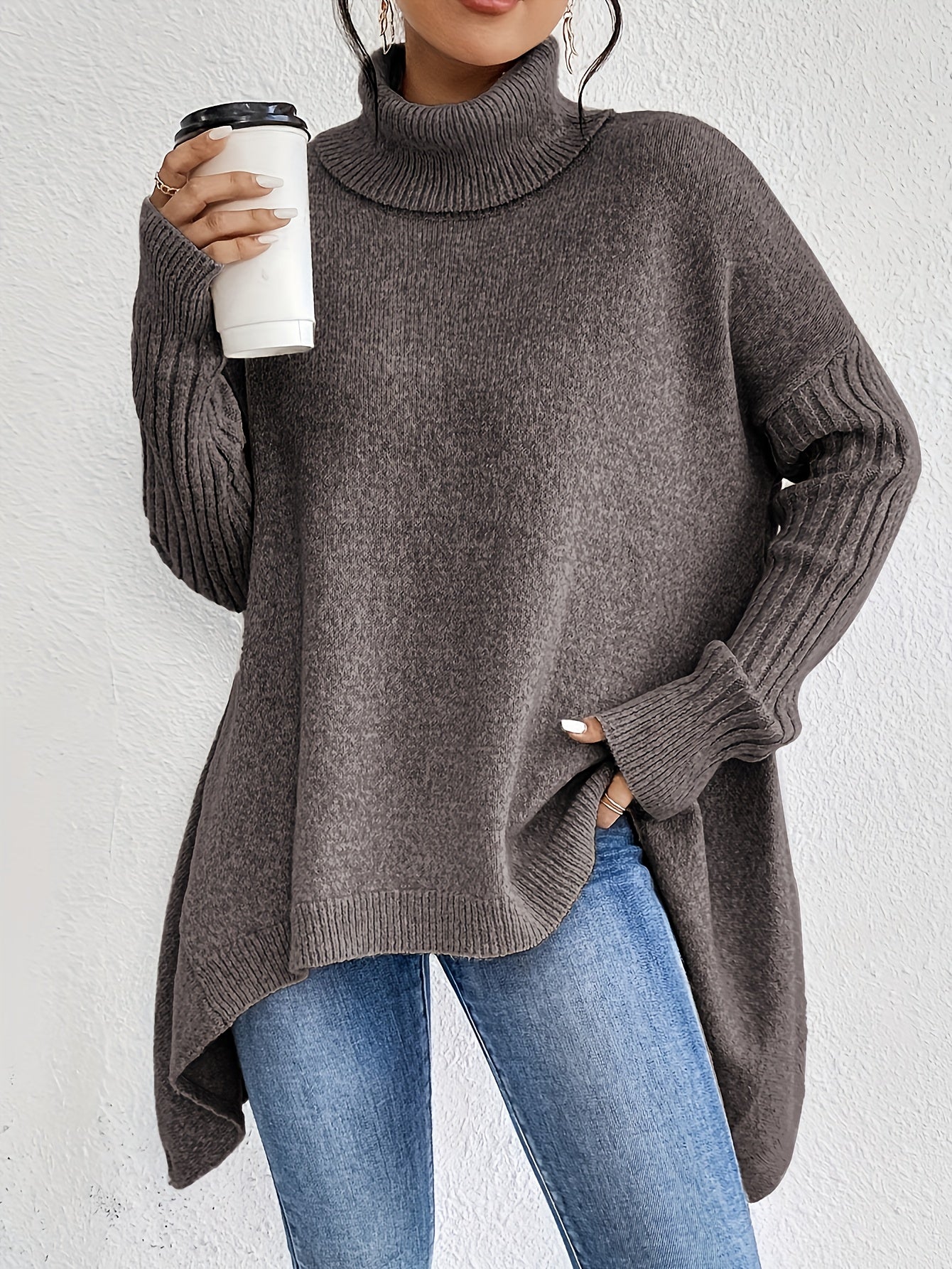 Dames coltrui | Oversized model met hoge kraag en moderne pasvorm
