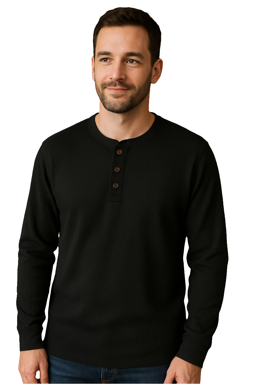 Heren Henley shirt | Casual longsleeve met knoopsluiting
