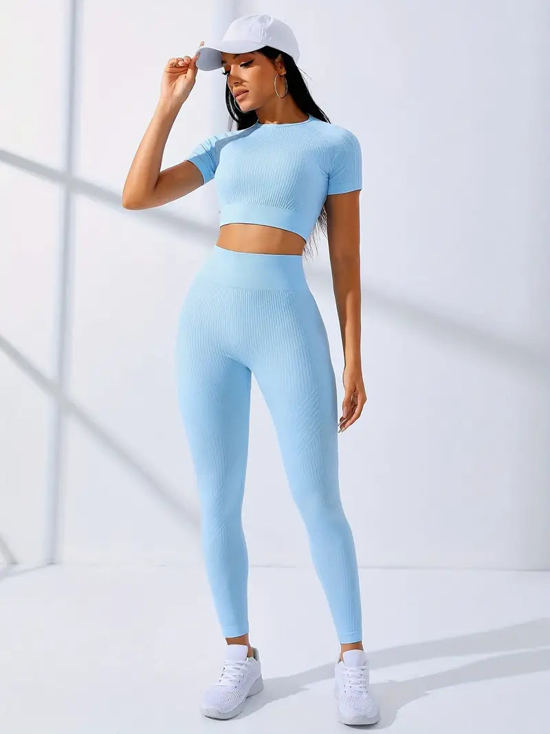 Dames Gymset met Cropped Top en High-Waist Legging
