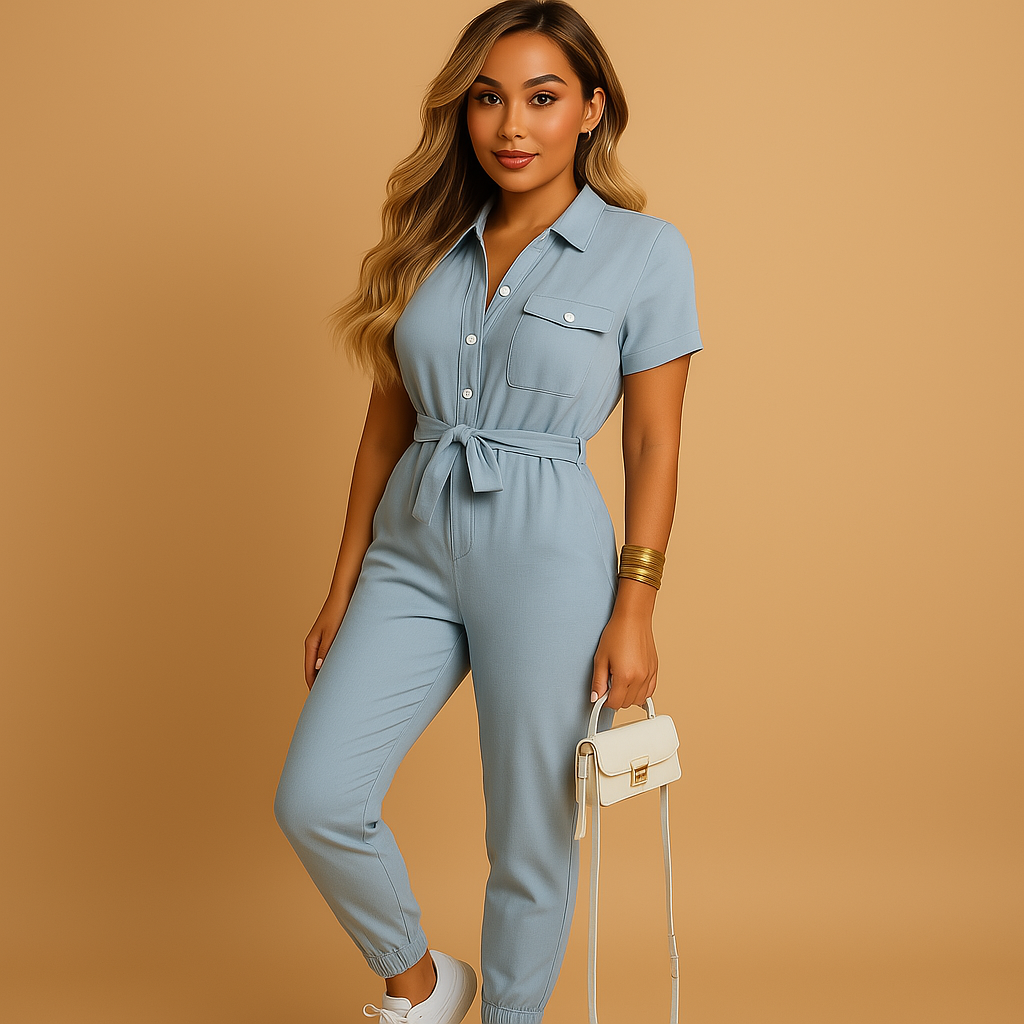 Dames jumpsuit met knoopsluiting | Getailleerd & elegant model