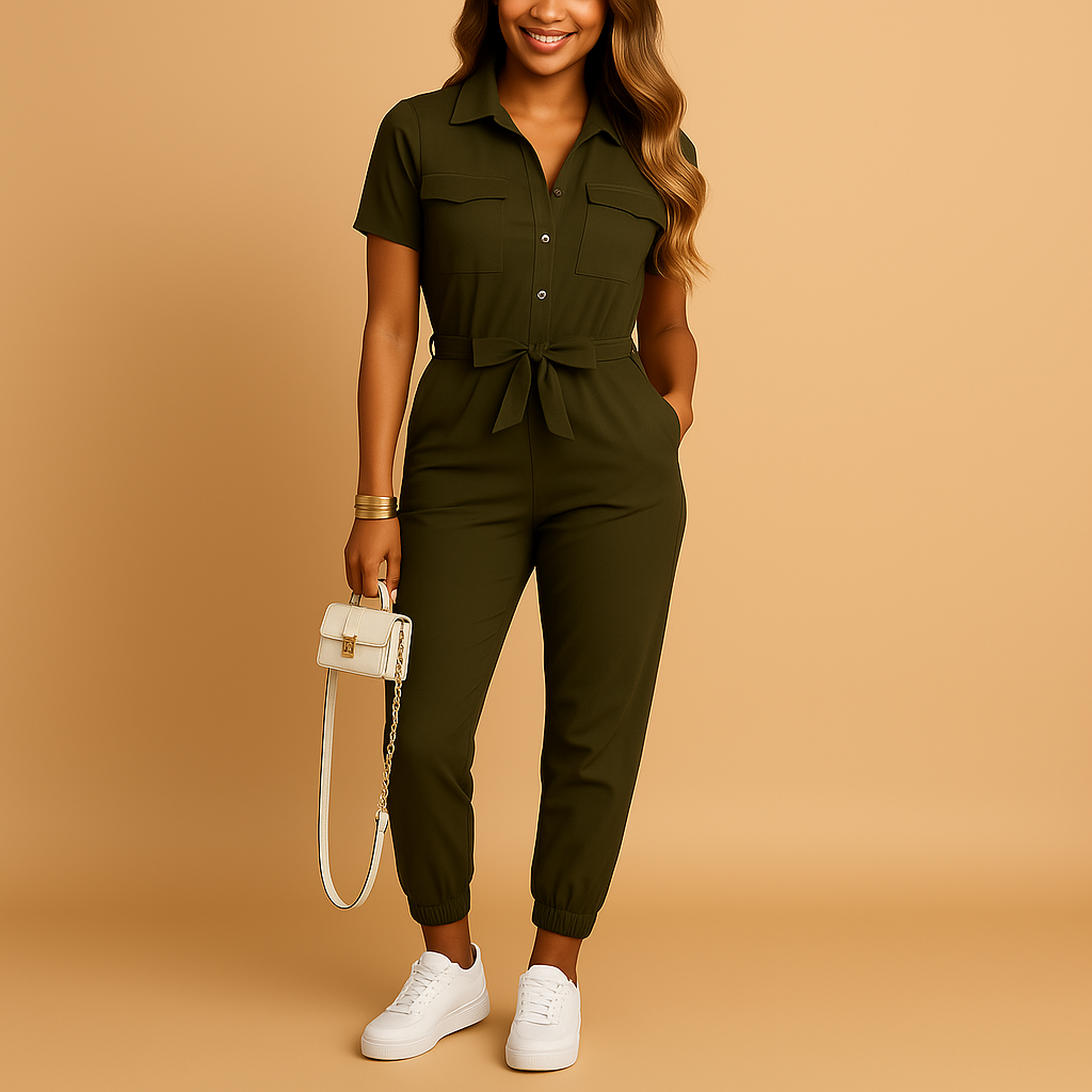 Dames jumpsuit met knoopsluiting | Getailleerd & elegant model