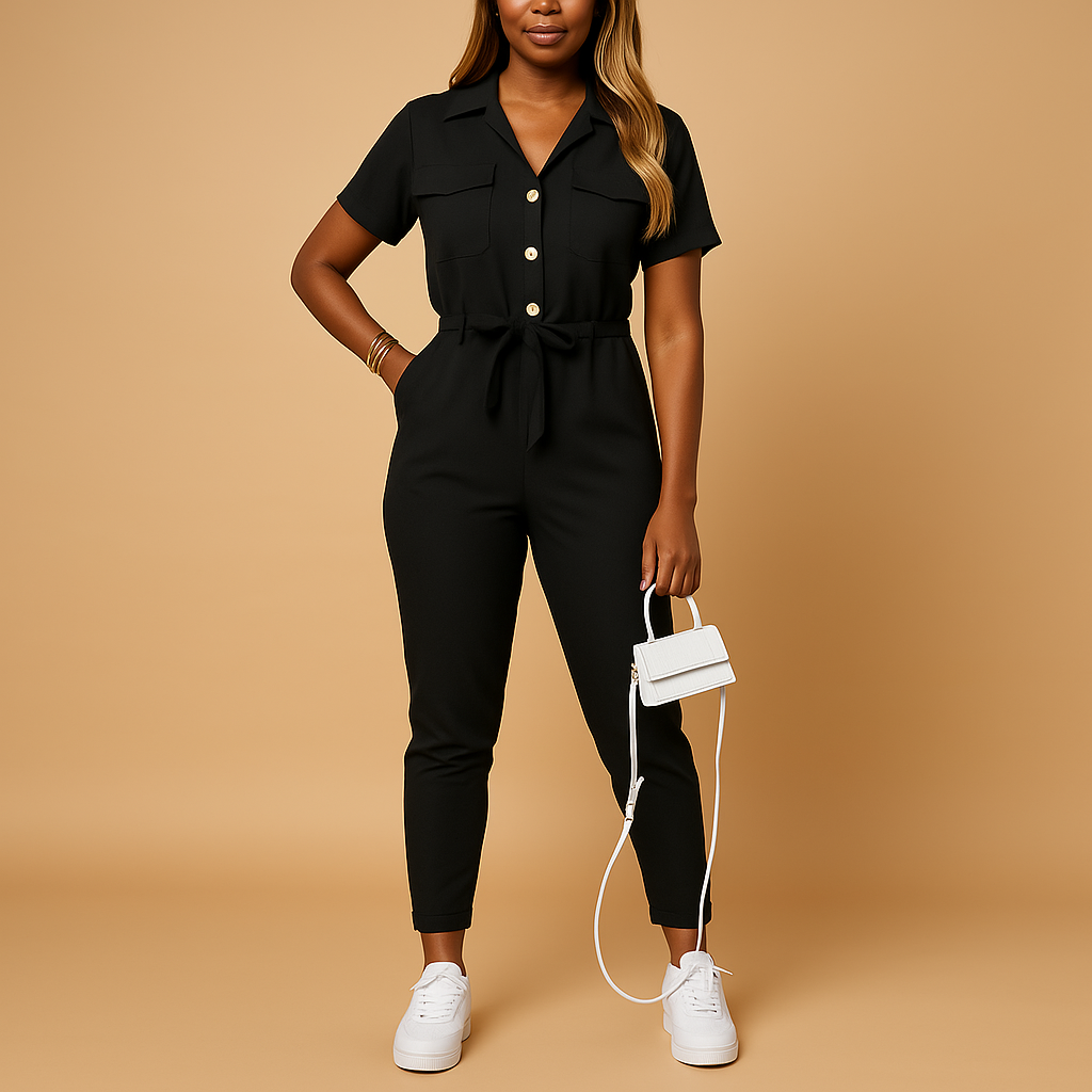 Dames jumpsuit met knoopsluiting | Getailleerd & elegant model