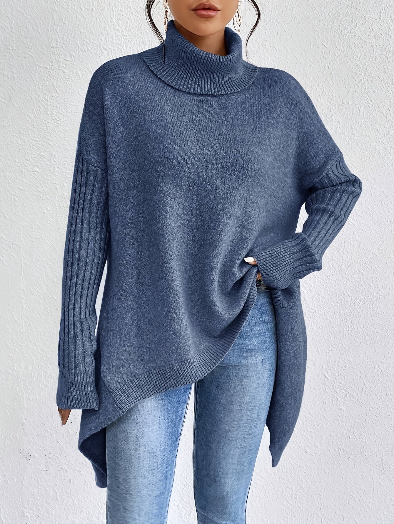 Dames coltrui | Oversized model met hoge kraag en moderne pasvorm