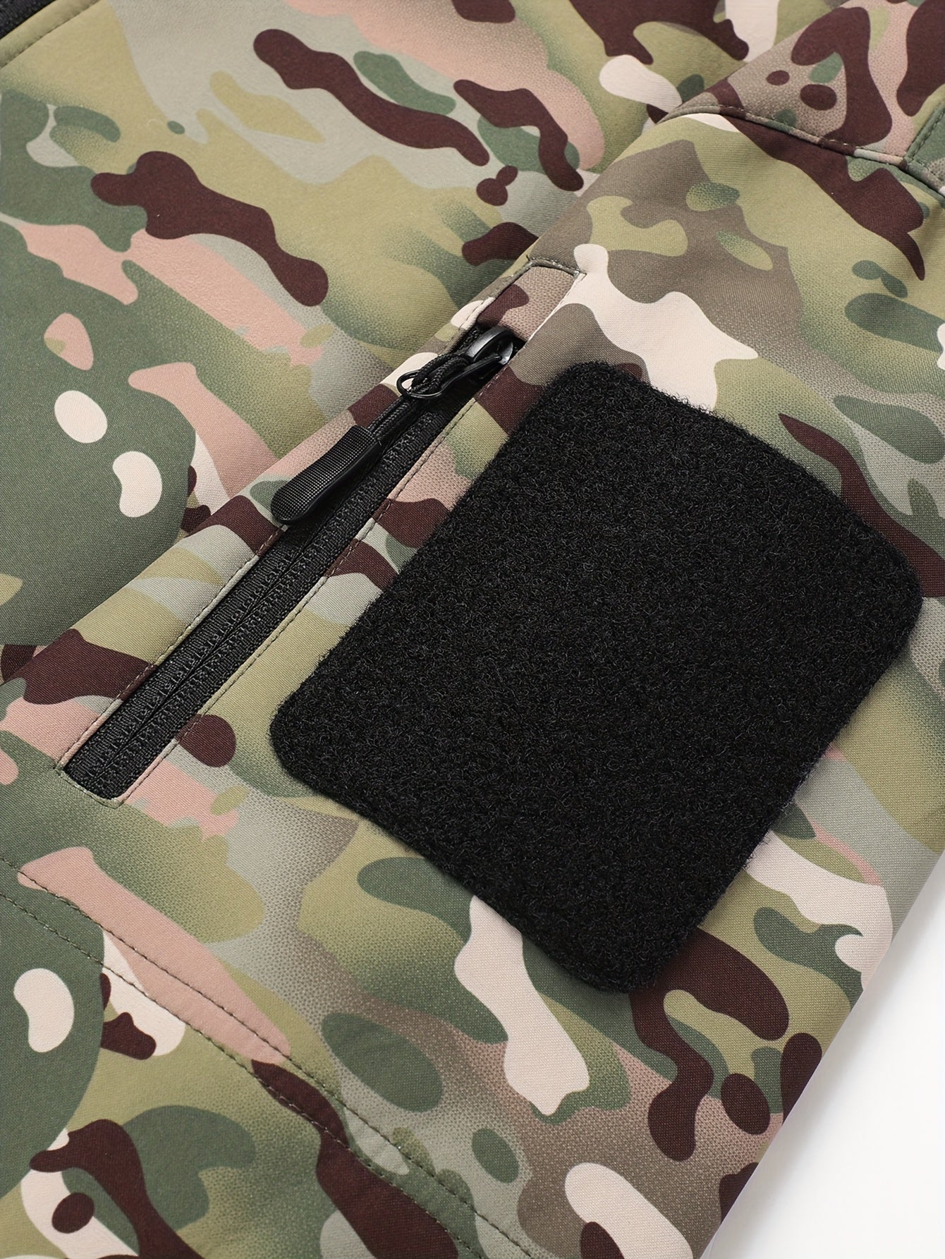 Camouflage Softshell Jas voor Heren – Outdoor Laag met Capuchon voor Koud Weer