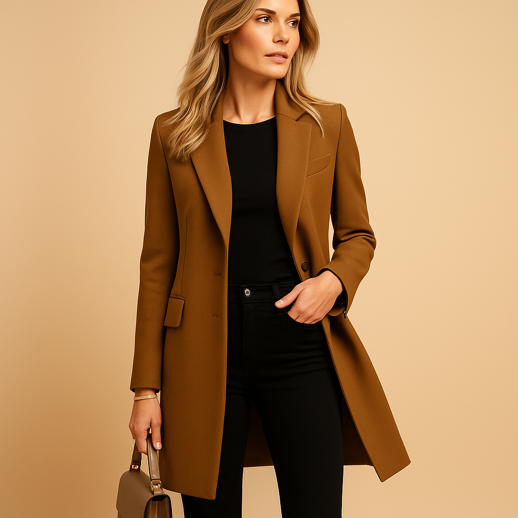 Trenchcoat dames – Lange double-breasted damesjas met klassieke pasvorm