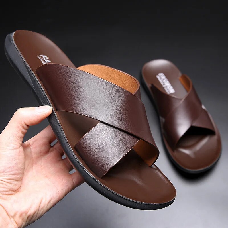 Tom | Casual Antislip Vegan Leren Sandalen – Stijlvol & Comfortabel