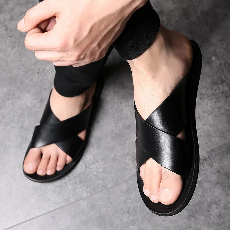 Tom | Casual Antislip Vegan Leren Sandalen – Stijlvol & Comfortabel