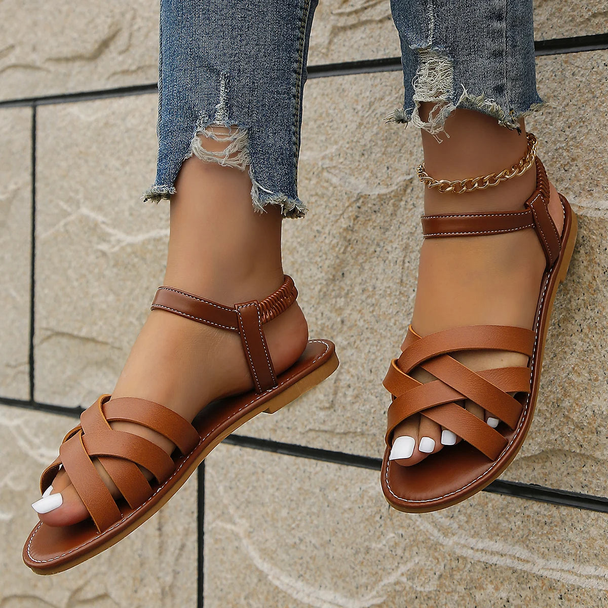 Alina | Platte Riemsandalen voor Dames – Comfortabel, Elegant & Zomers