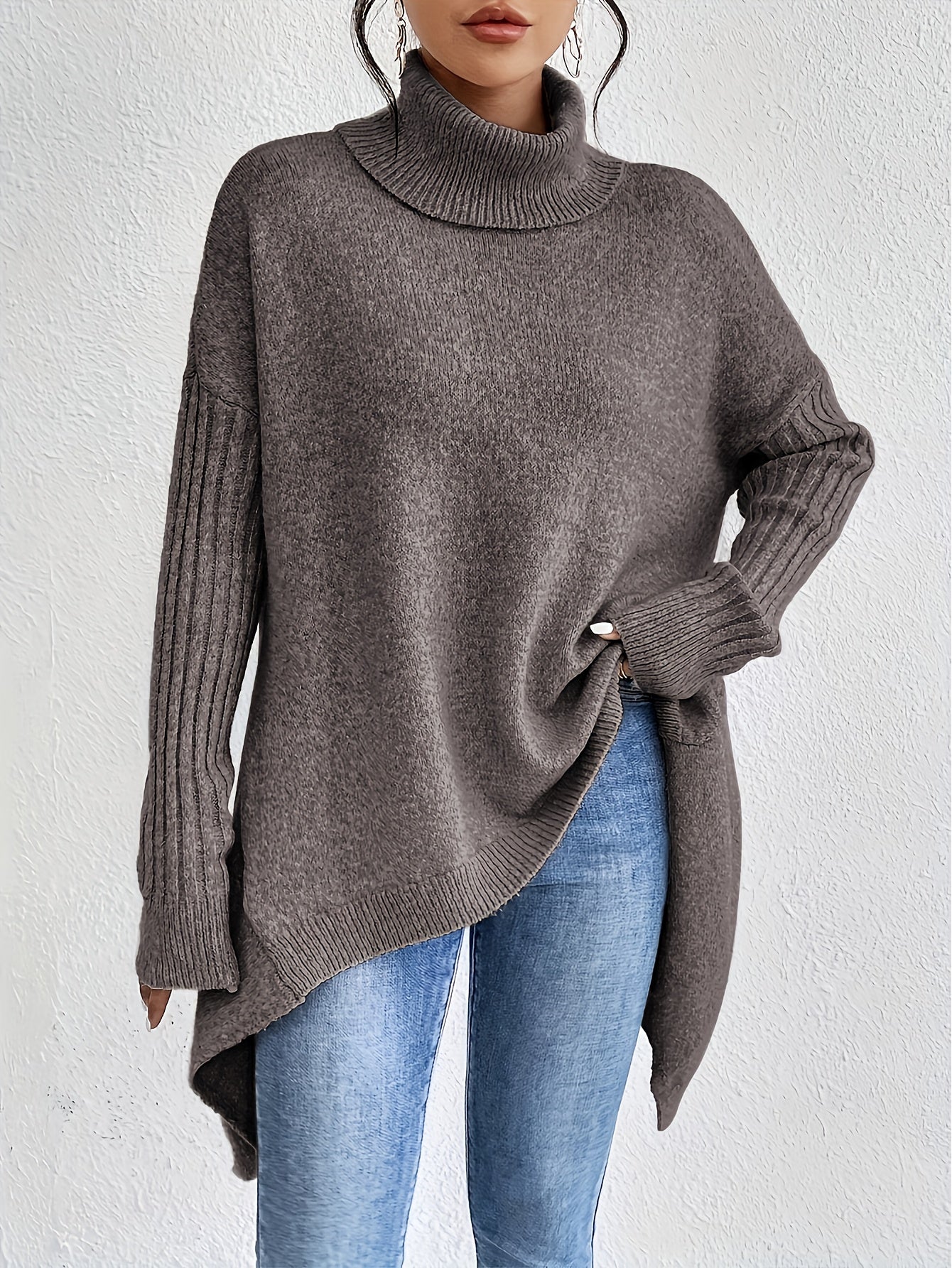 Dames coltrui | Oversized model met hoge kraag en moderne pasvorm