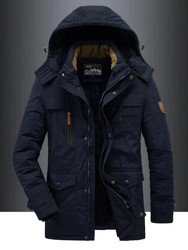 Stijlvolle en gezellige leger winterjas voor heren met robuust comfort