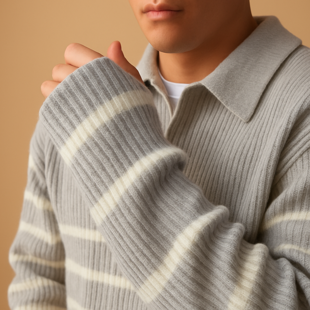 Heren zip trui | Gestreept design met halve rits en moderne pasvorm