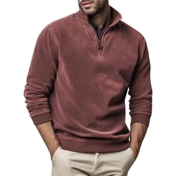 Heren fleece trui | Warme pullover met kwart ritssluiting en moderne pasvorm