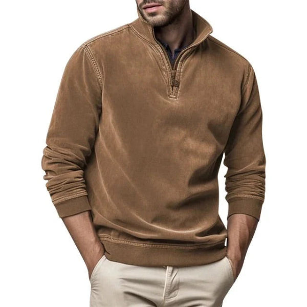 Heren fleece trui | Warme pullover met kwart ritssluiting en moderne pasvorm
