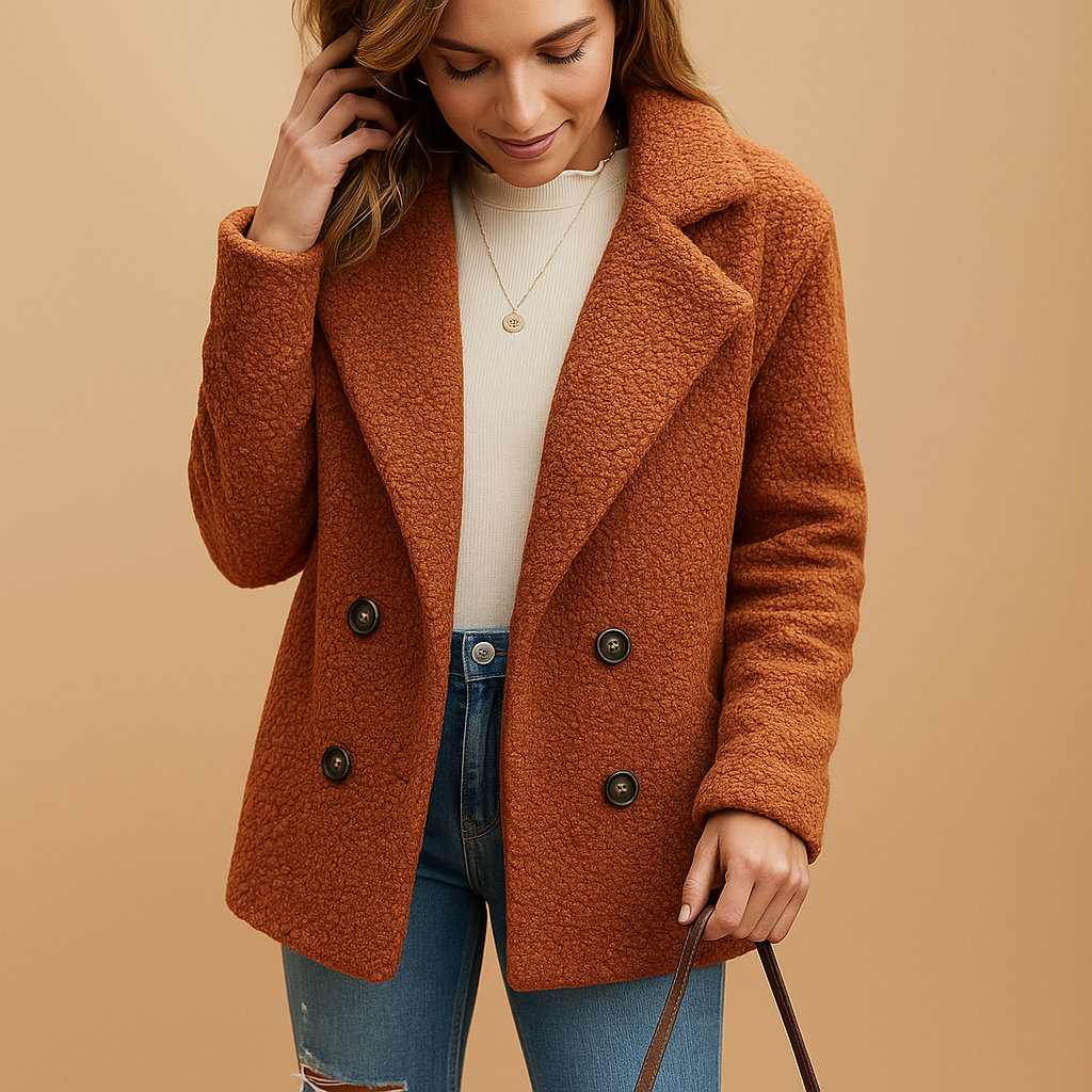 Korte winterjas dames – Elegante dames jas met knopen en getailleerde pasvorm
