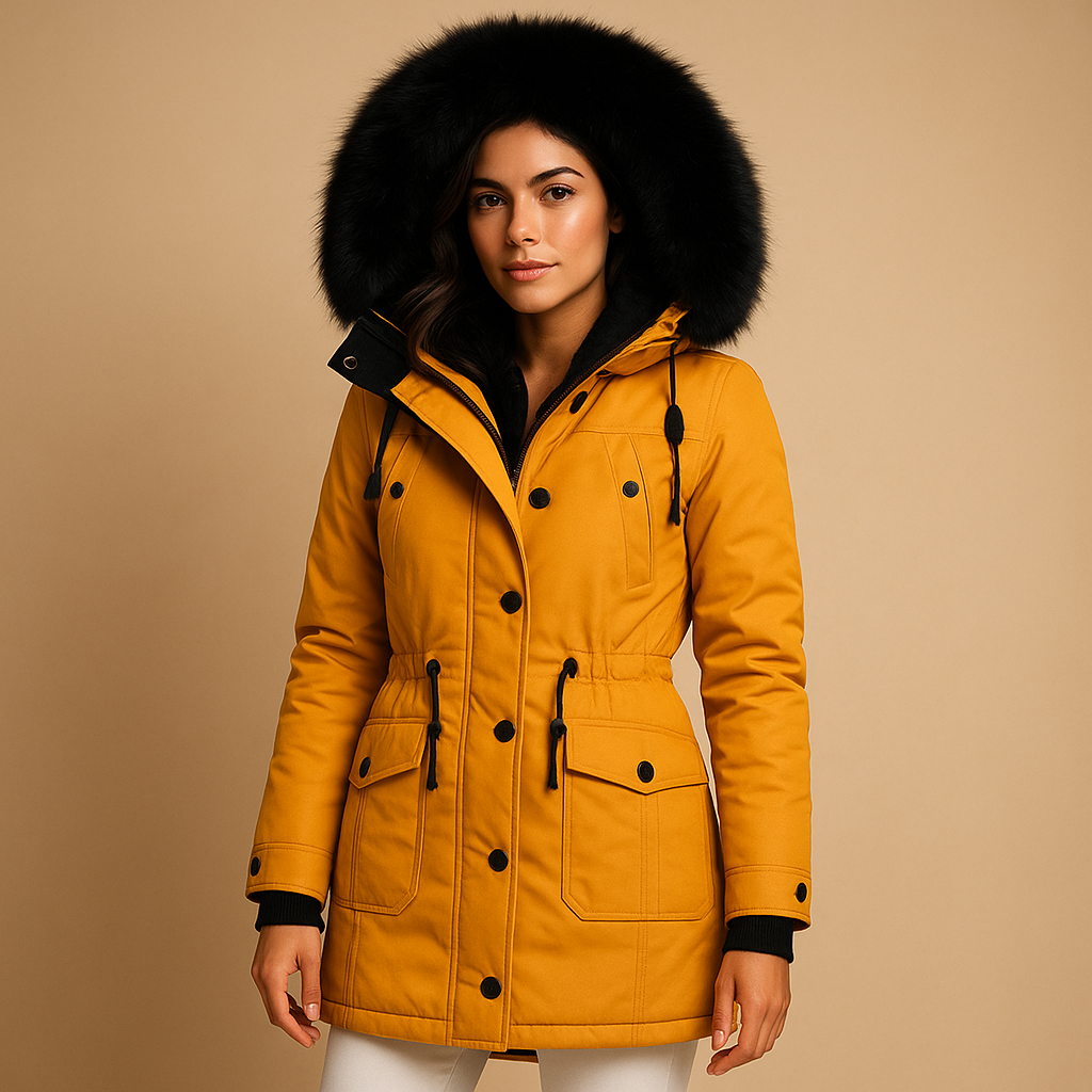 Winterjas dames – Lange waterdichte jas met bontkraag en warme voering