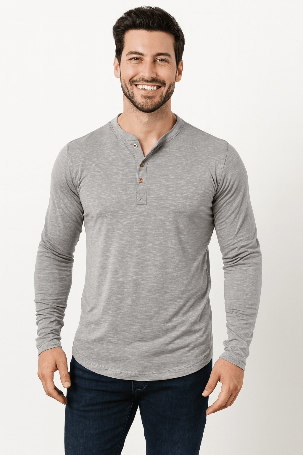 Heren Henley-shirt met lange mouwen – Tijdloos en veelzijdig