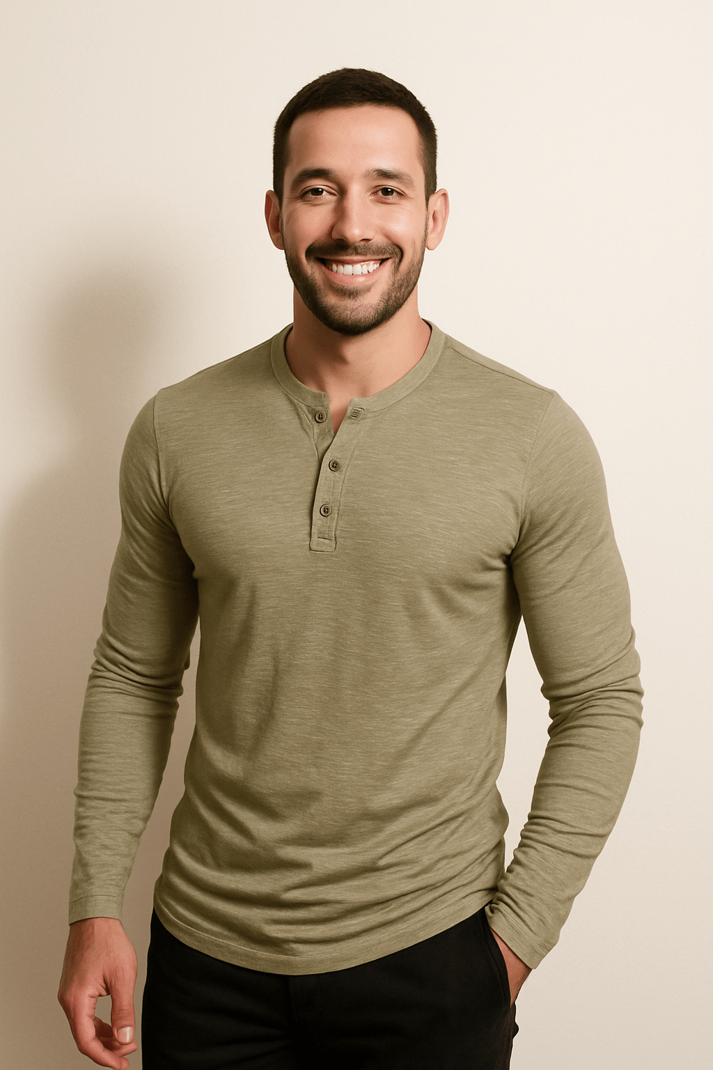 Heren Henley-shirt met lange mouwen – Tijdloos en veelzijdig