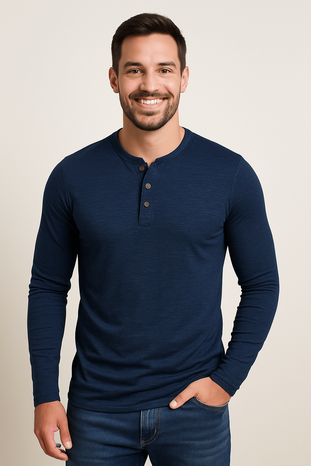 Heren Henley-shirt met lange mouwen – Tijdloos en veelzijdig