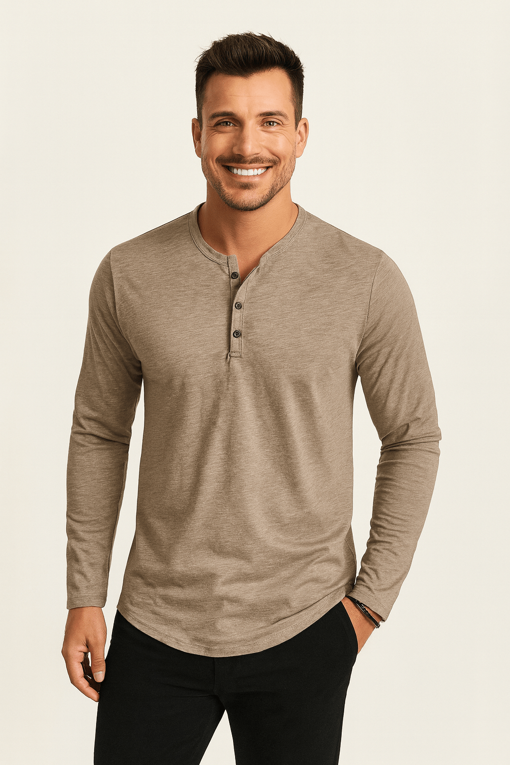 Heren Henley-shirt met lange mouwen – Tijdloos en comfortabel