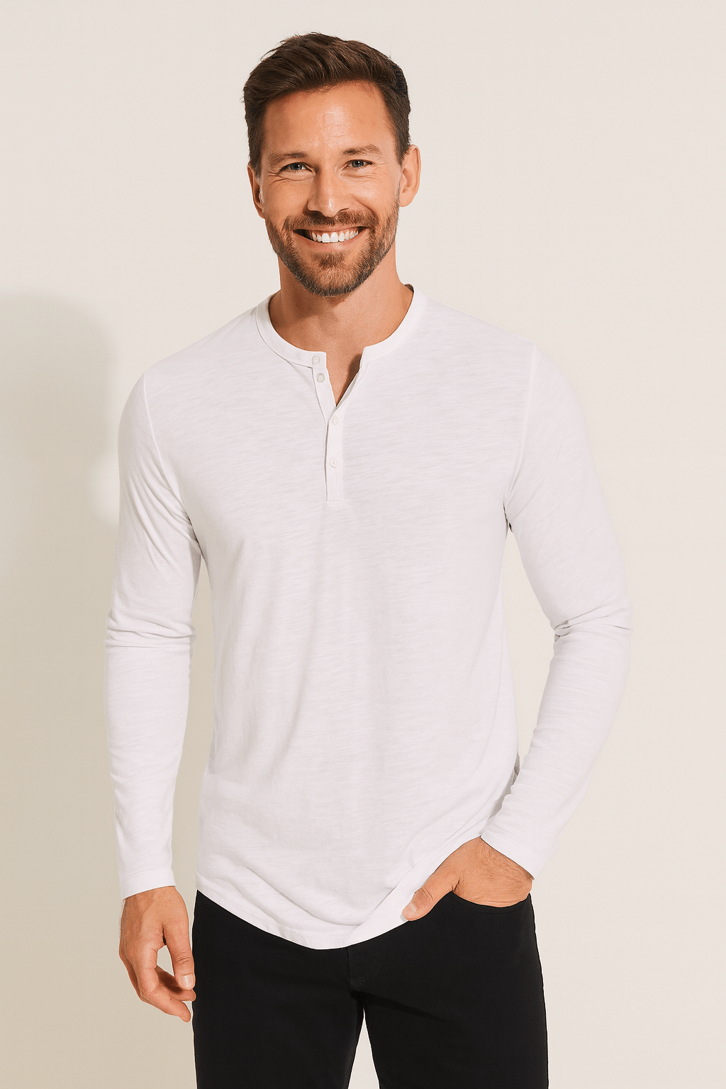 Heren Henley-shirt met lange mouwen – Tijdloos en comfortabel