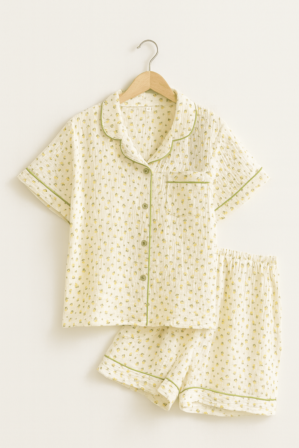 Dames korte pyjama set met fruitprint – zacht en luchtig voor warme nachten