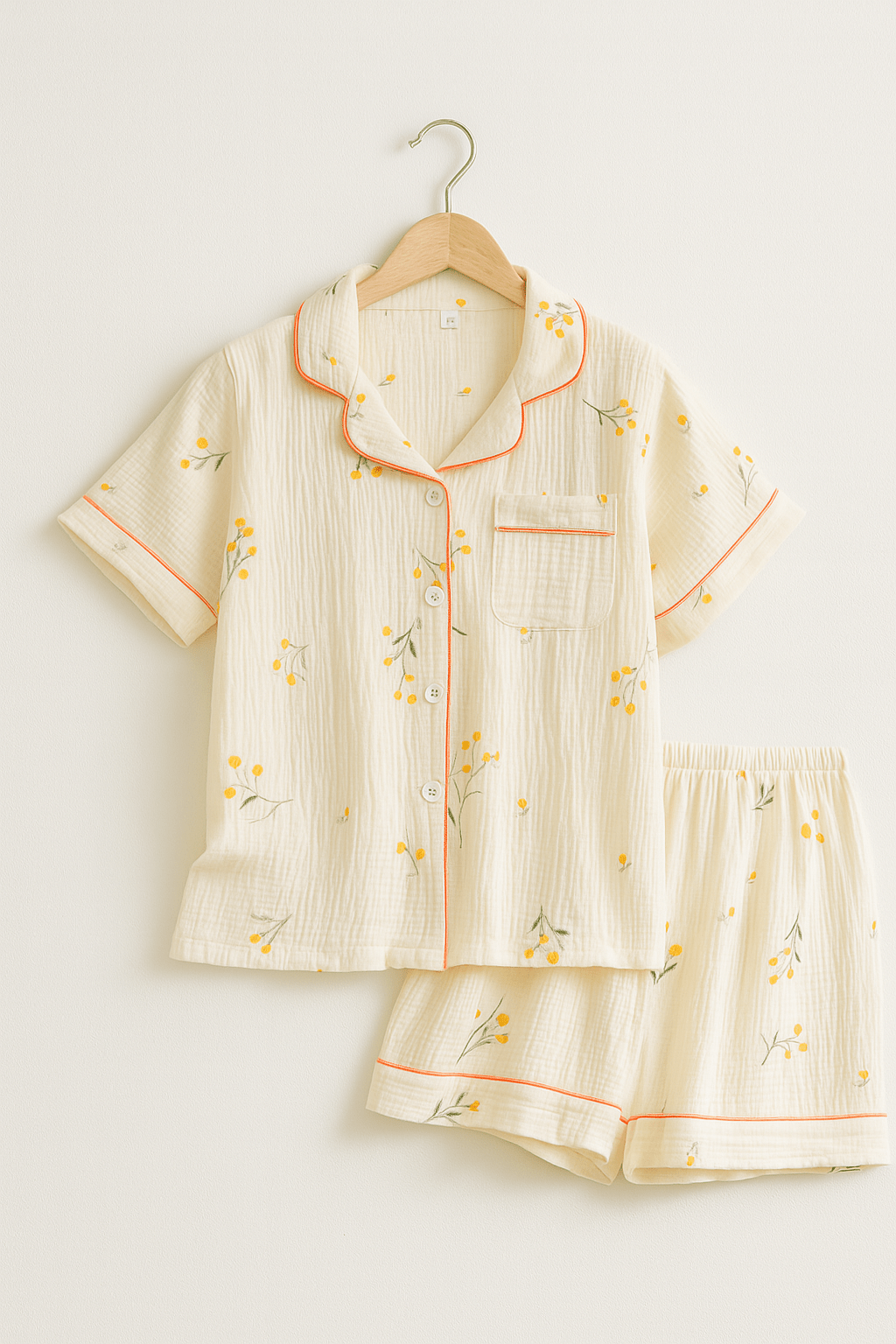Dames korte pyjama set met fruitprint – zacht en luchtig voor warme nachten