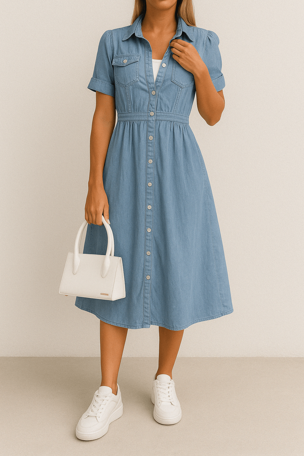 Denim Midi Jurk voor Dames