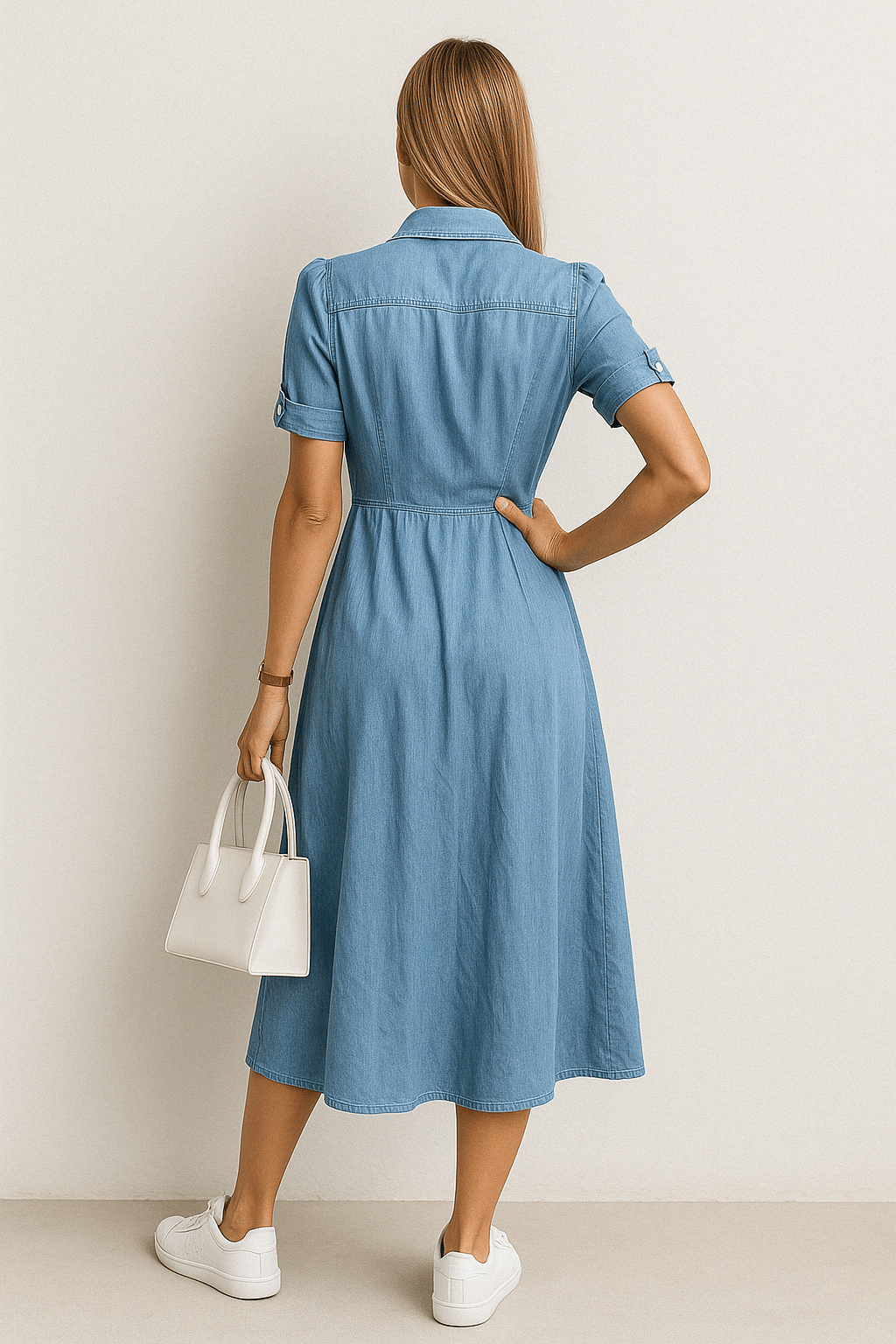 Denim Midi Jurk voor Dames