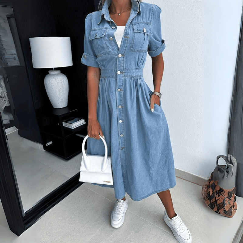Denim Midi Jurk voor Dames