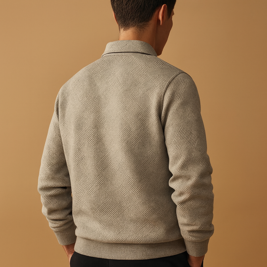 Heren polo trui | Kwart ritssluiting met moderne pasvorm en patroon
