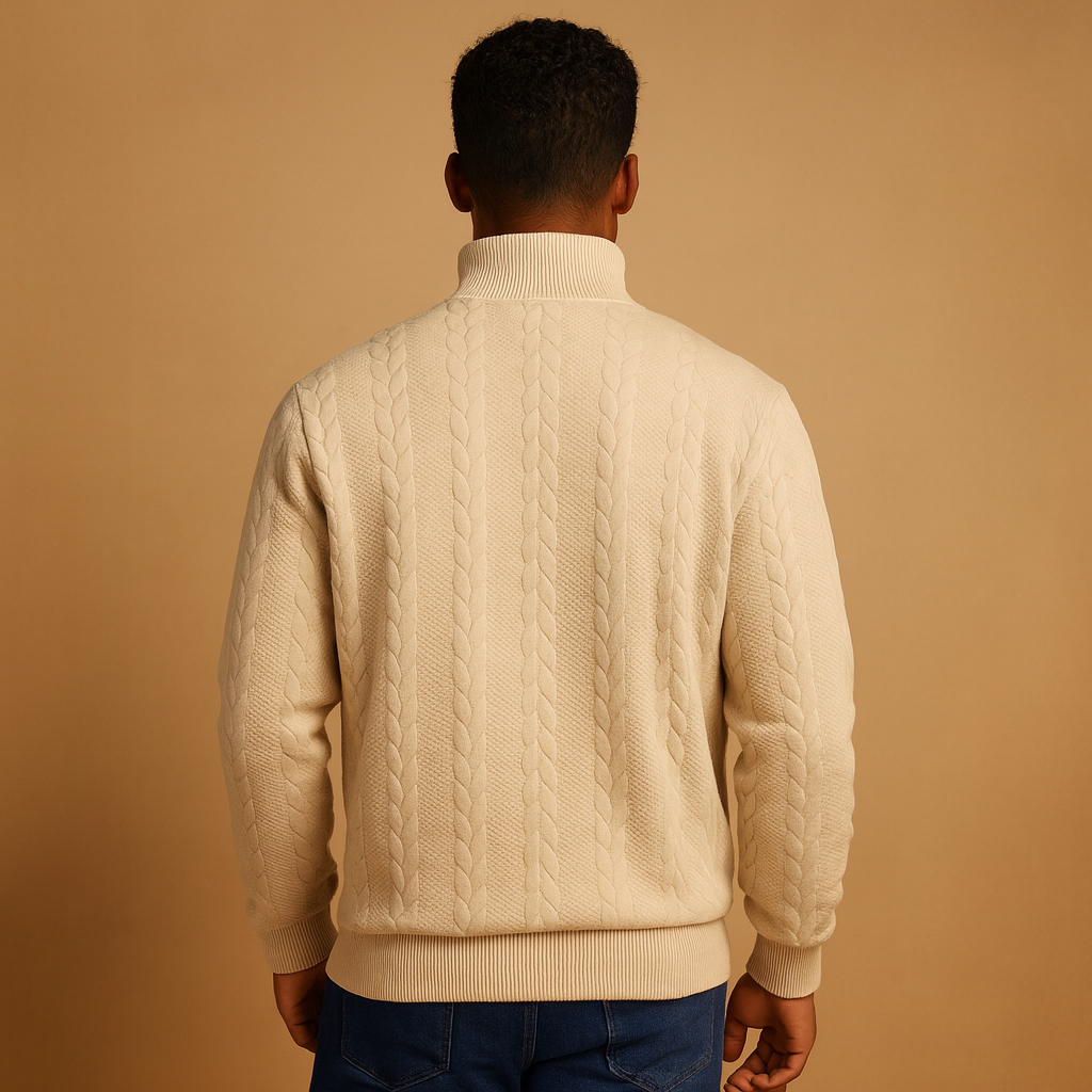Pullover Heren | Trui met Kwart Rits en Relaxed Fit