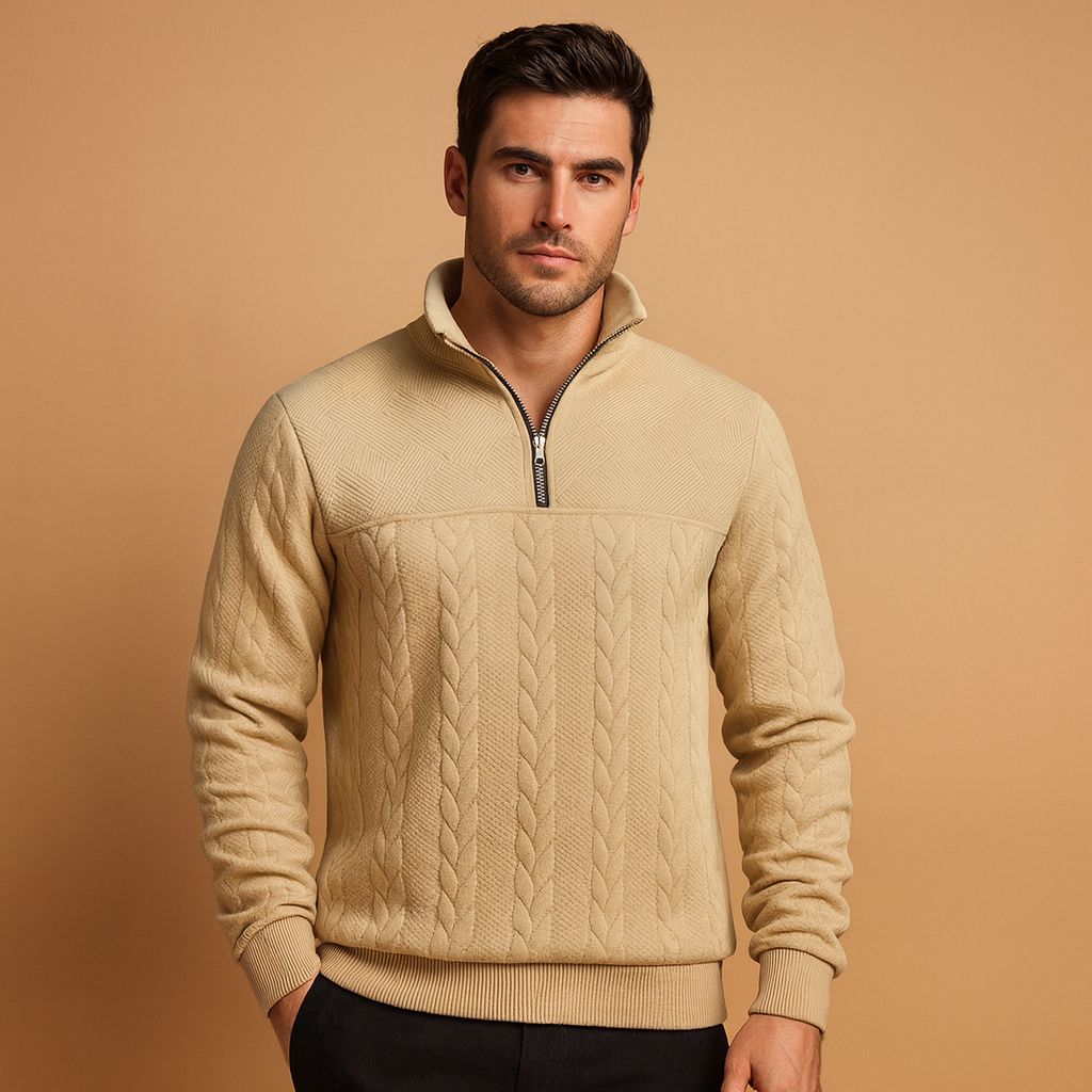 Pullover Heren | Trui met Kwart Rits en Relaxed Fit