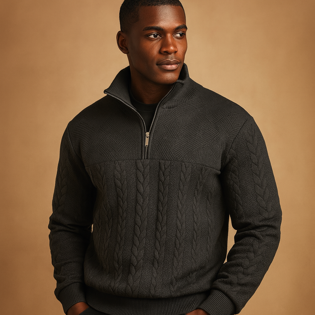 Pullover Heren | Trui met Kwart Rits en Relaxed Fit