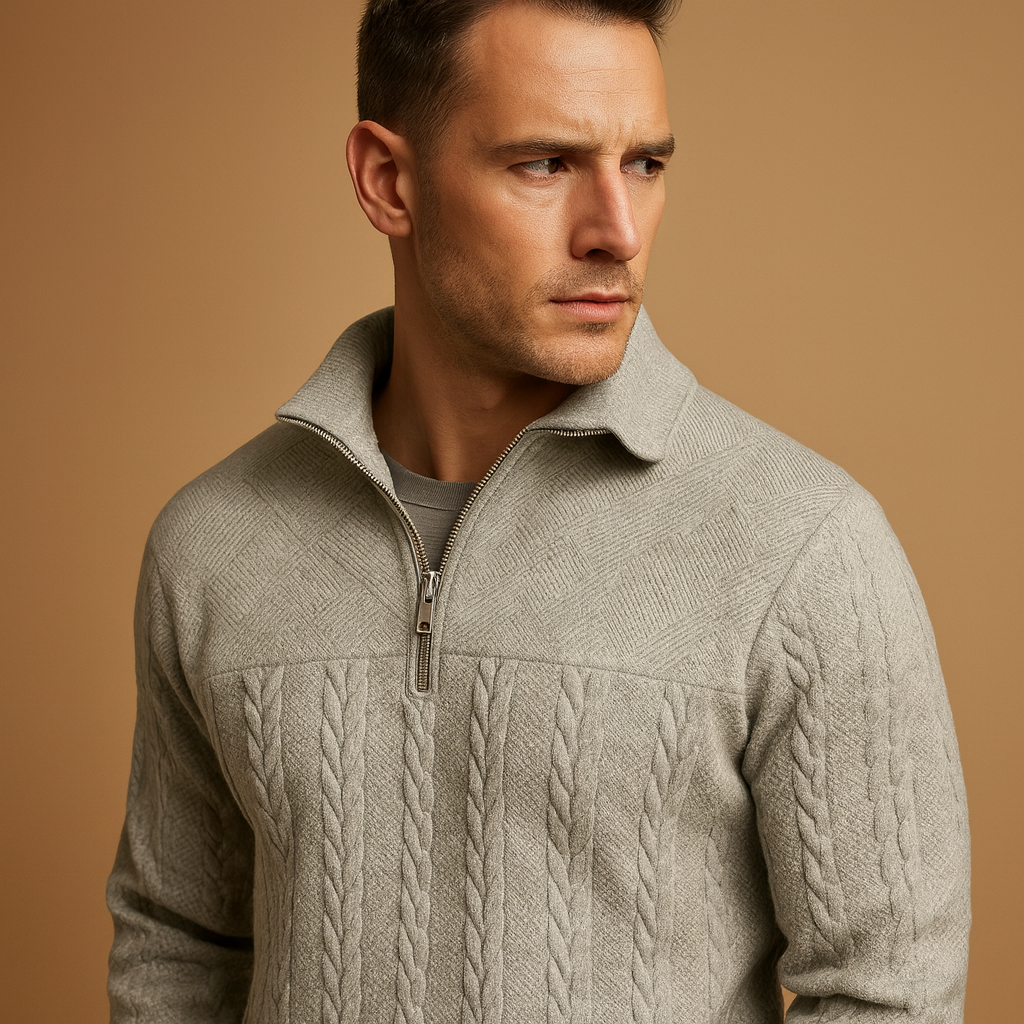 Pullover Heren | Trui met Kwart Rits en Relaxed Fit