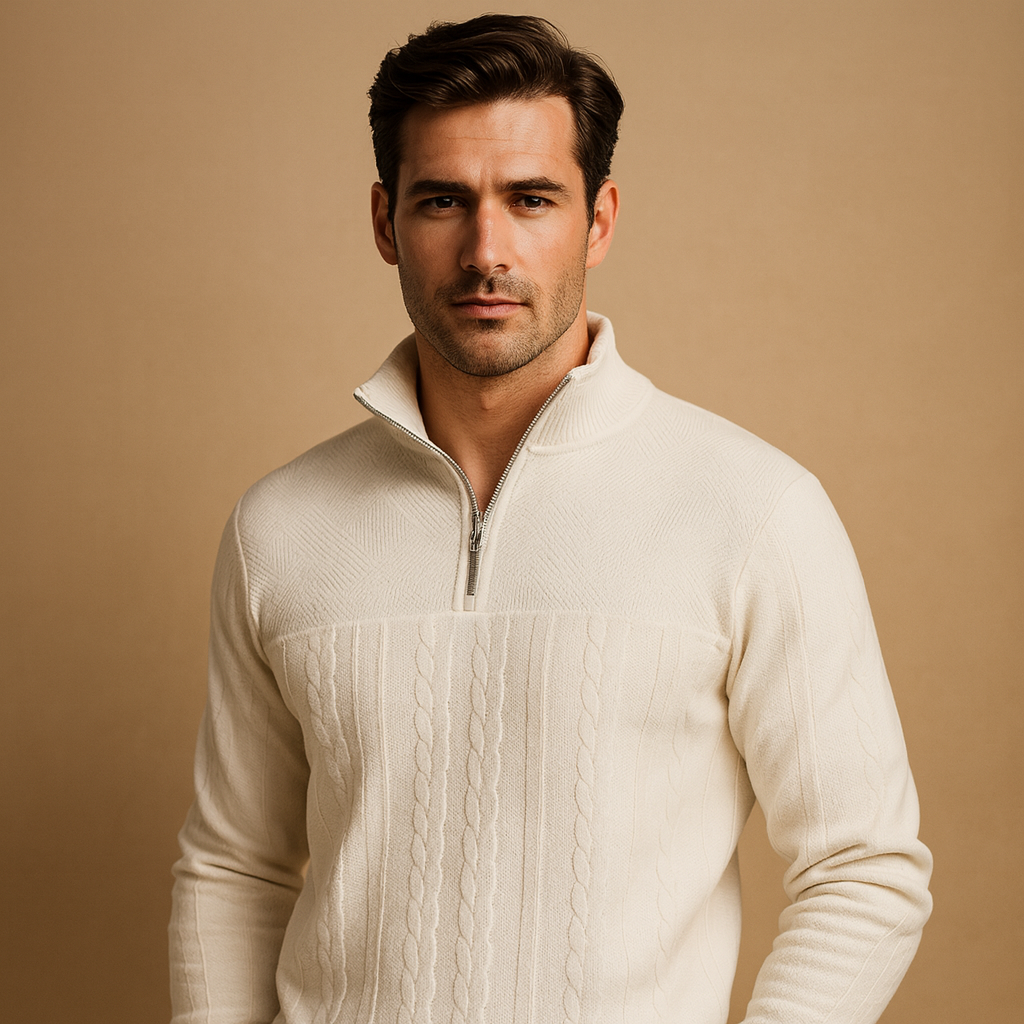 Pullover Heren | Trui met Kwart Rits en Relaxed Fit
