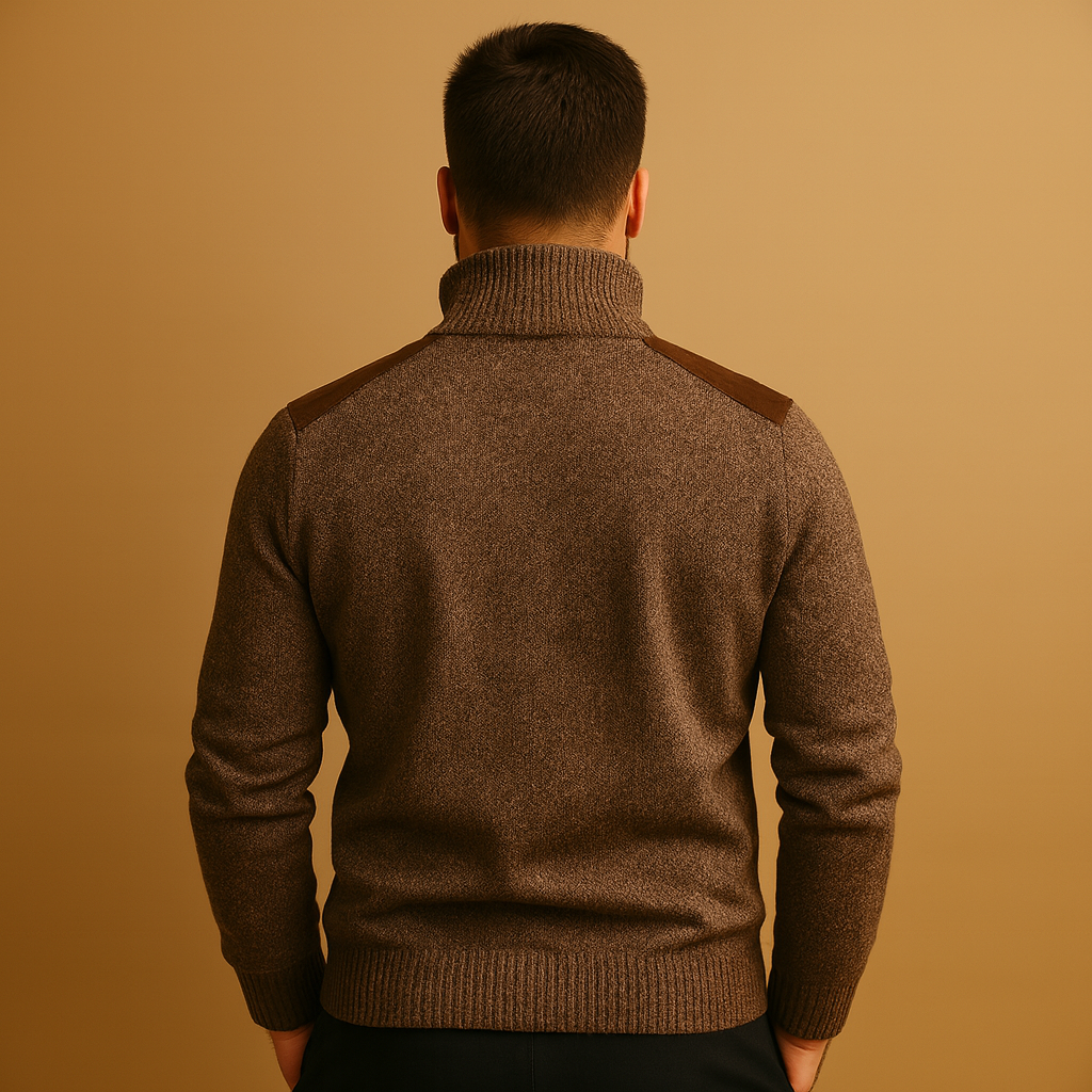Pullover Heren | Warme Herentrui met Kraag, Halve Rits en Borstzak