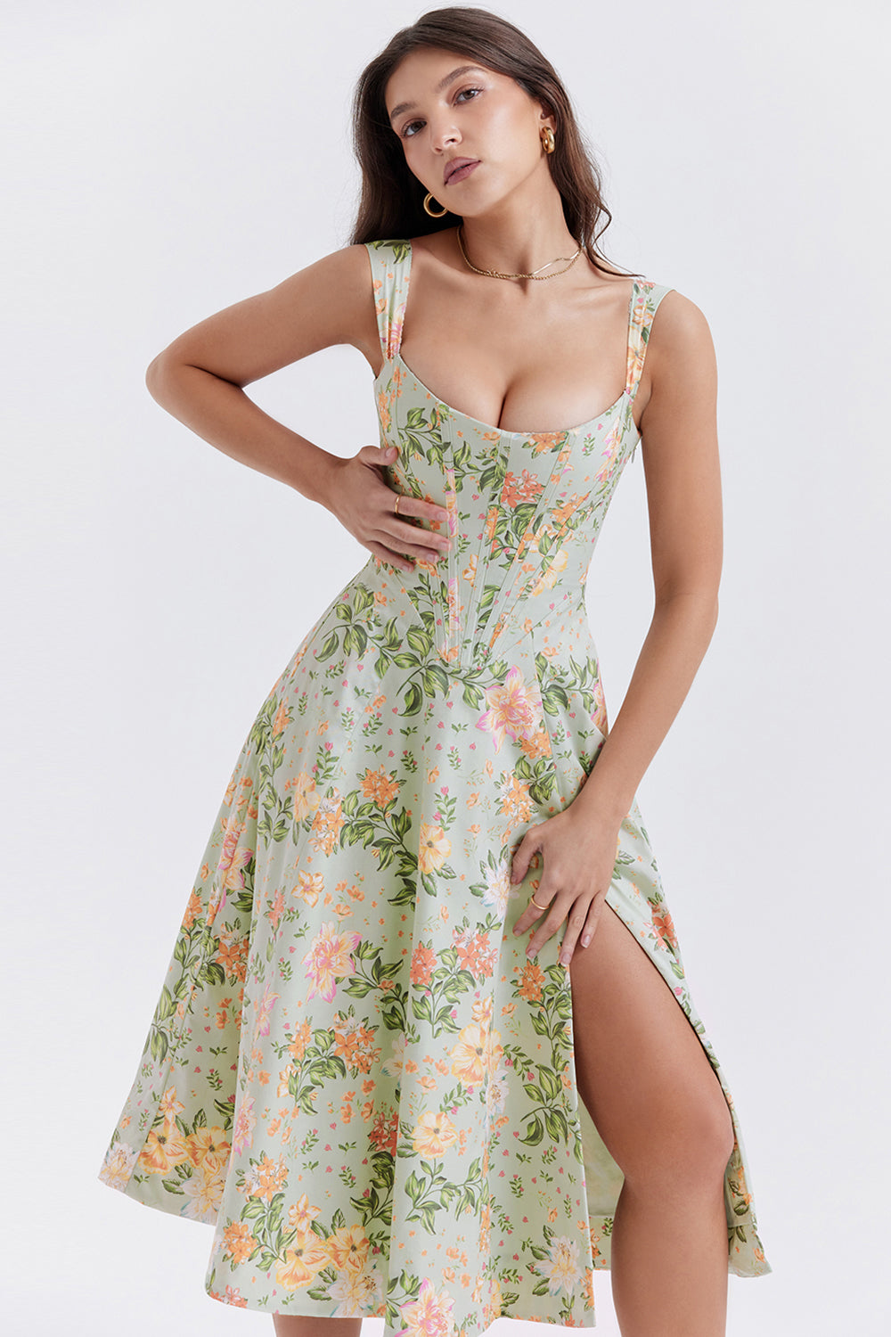 Mode Outlet | Midi Zomerjurk met Bloemenprint – Vrouwelijk & Luchtig