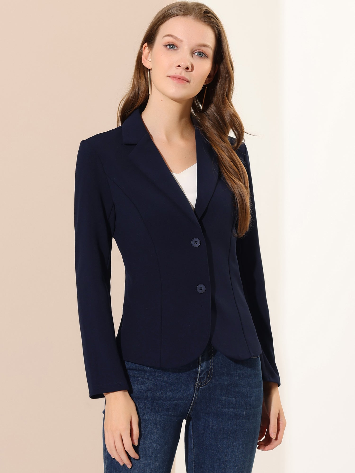 Dames Blazer | Getailleerd Colbert met Revers en Dubbele Knoopsluiting