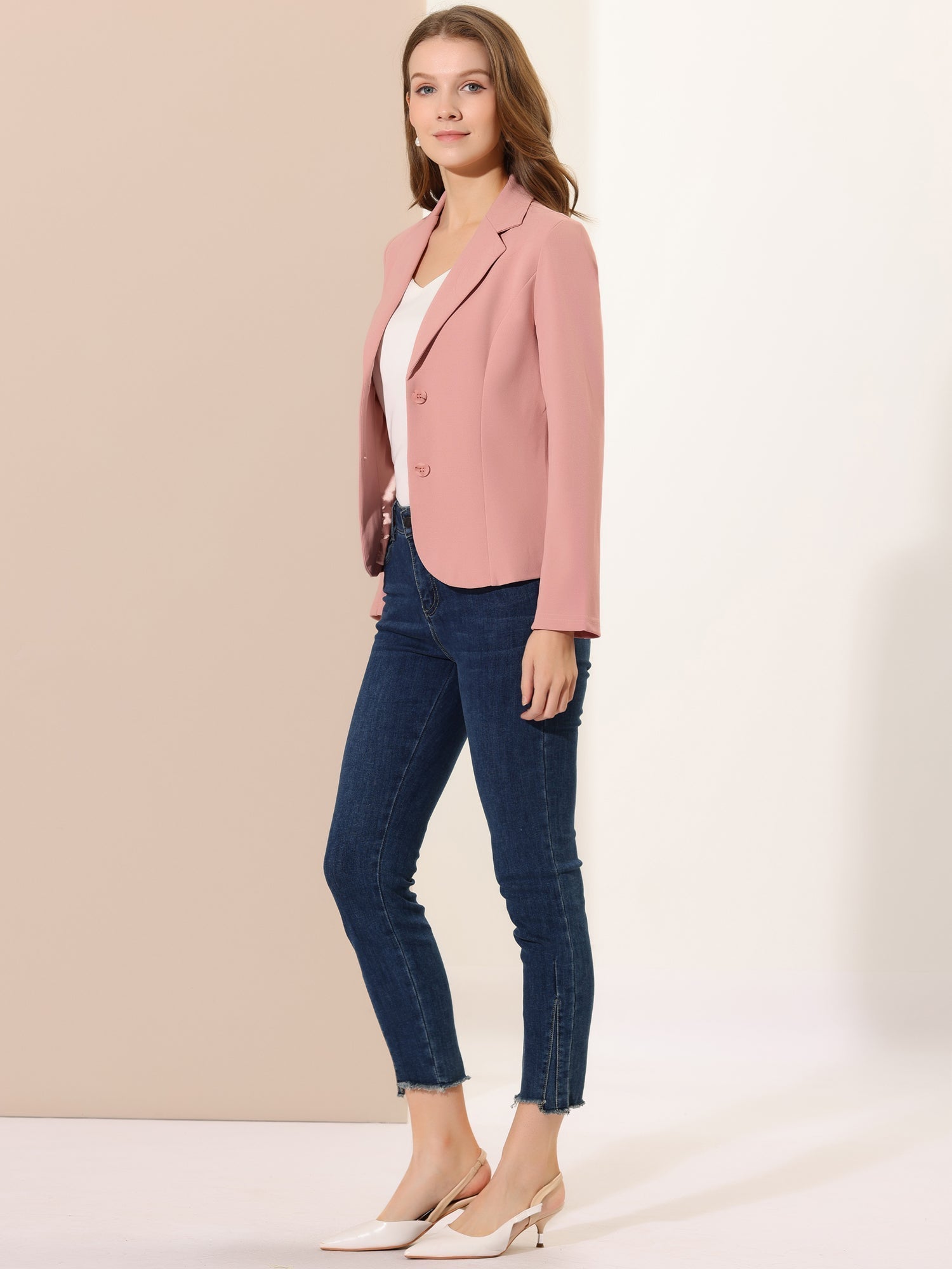 Dames Blazer | Getailleerd Colbert met Revers en Dubbele Knoopsluiting