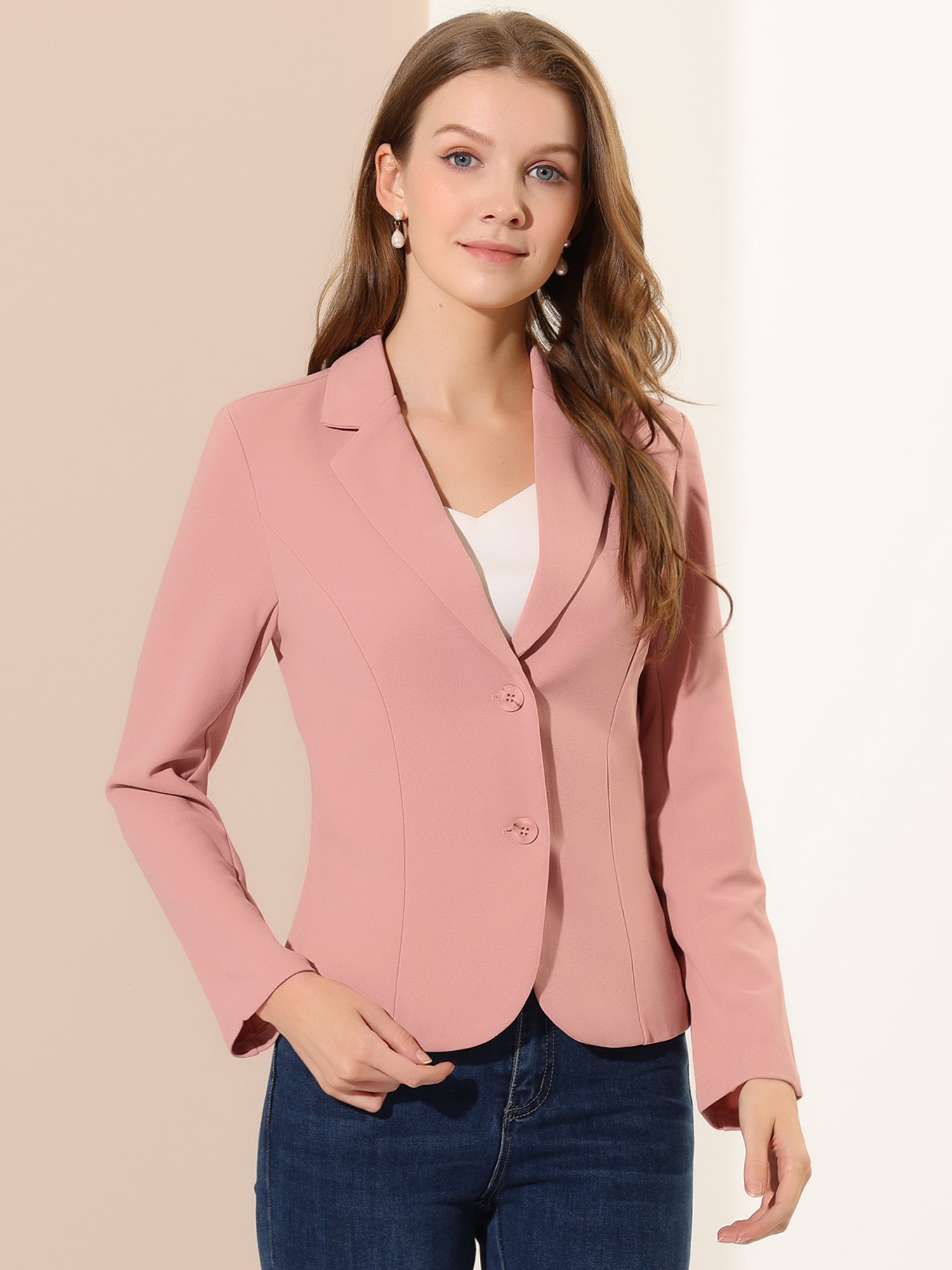 Dames Blazer | Getailleerd Colbert met Revers en Dubbele Knoopsluiting