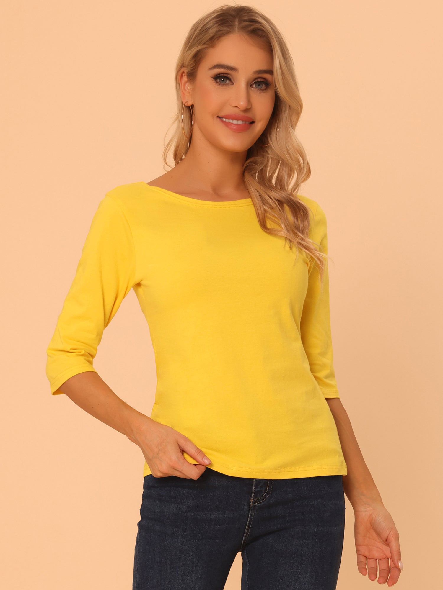 Dames Shirt | Ronde Hals & Driekwart Mouwen