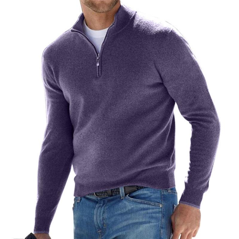 Heren Pullover met Halve Rits | Warme Stijlvolle Trui met Lange Mouwen