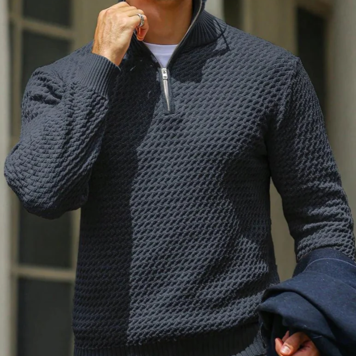 Heren Luxe Trui met Halve Rits – Moderne, Verzorgde Look