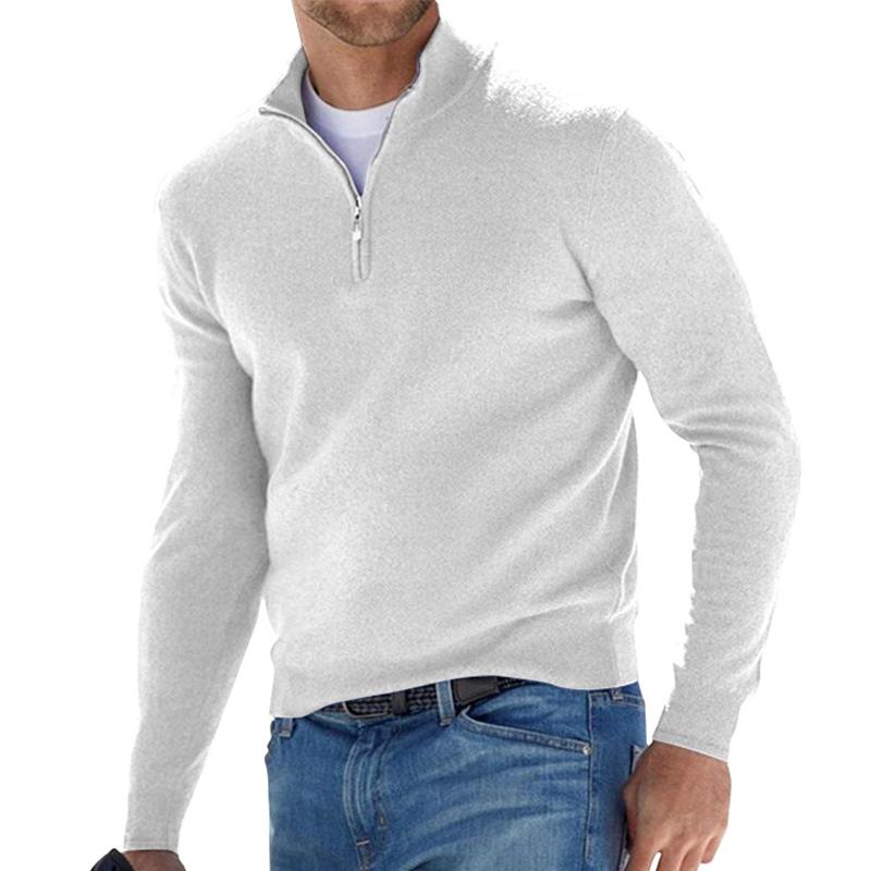 Heren Pullover met Halve Rits | Warme Stijlvolle Trui met Lange Mouwen