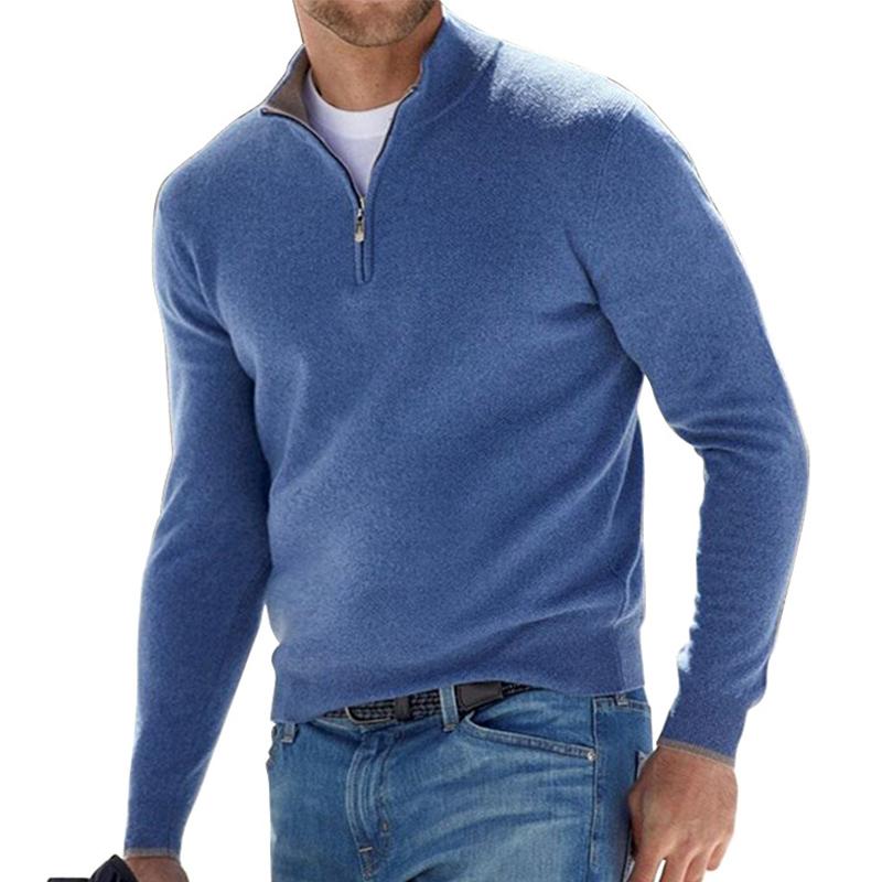 Heren Pullover met Halve Rits | Warme Stijlvolle Trui met Lange Mouwen