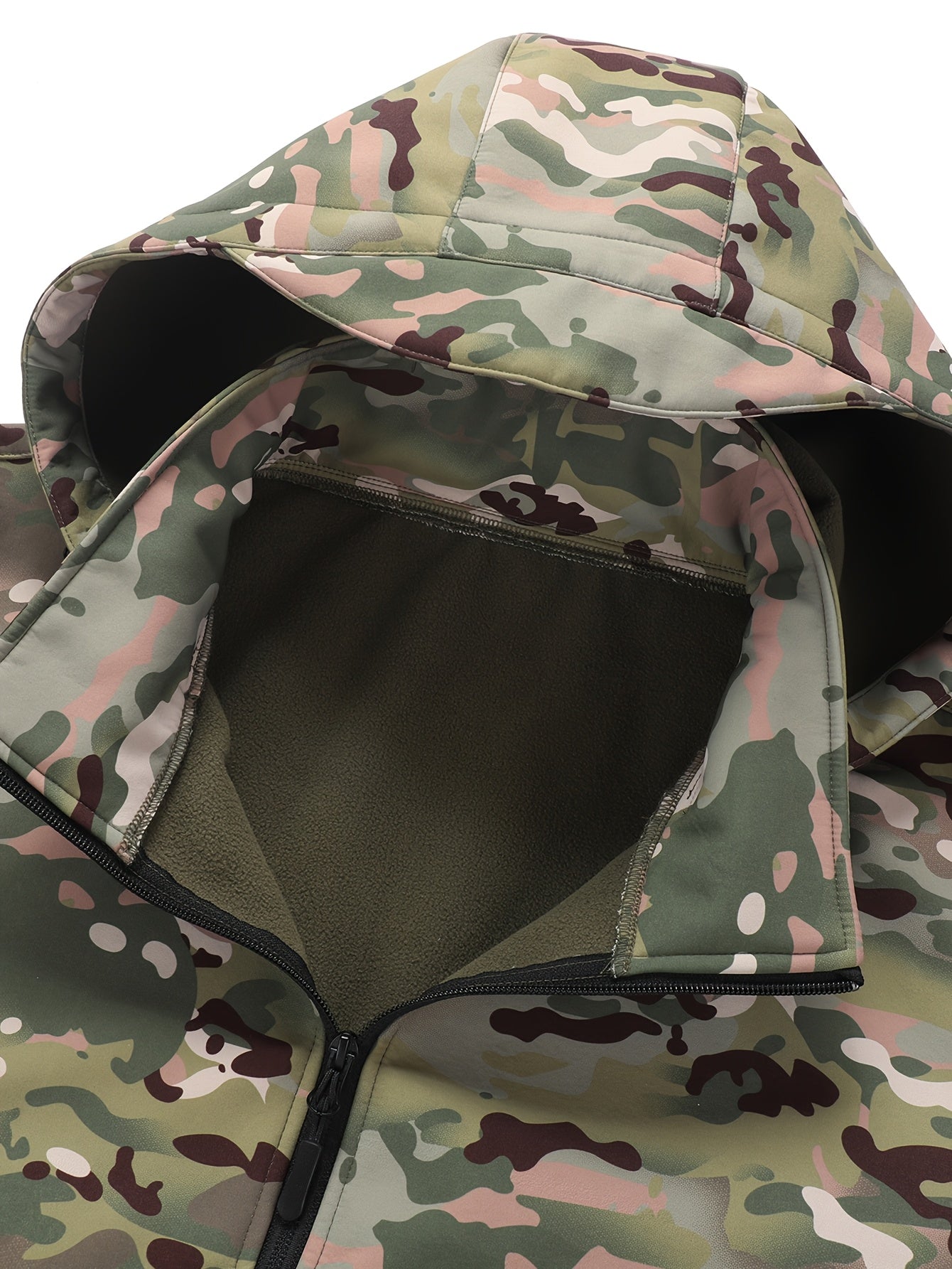 Camouflage Softshell Jas voor Heren – Outdoor Laag met Capuchon voor Koud Weer