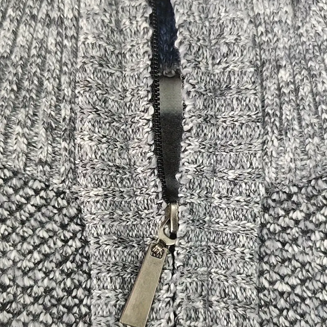 Gebreide Half-Zip Thermo Heren Trui | Warme Fleecevoering voor de Winter