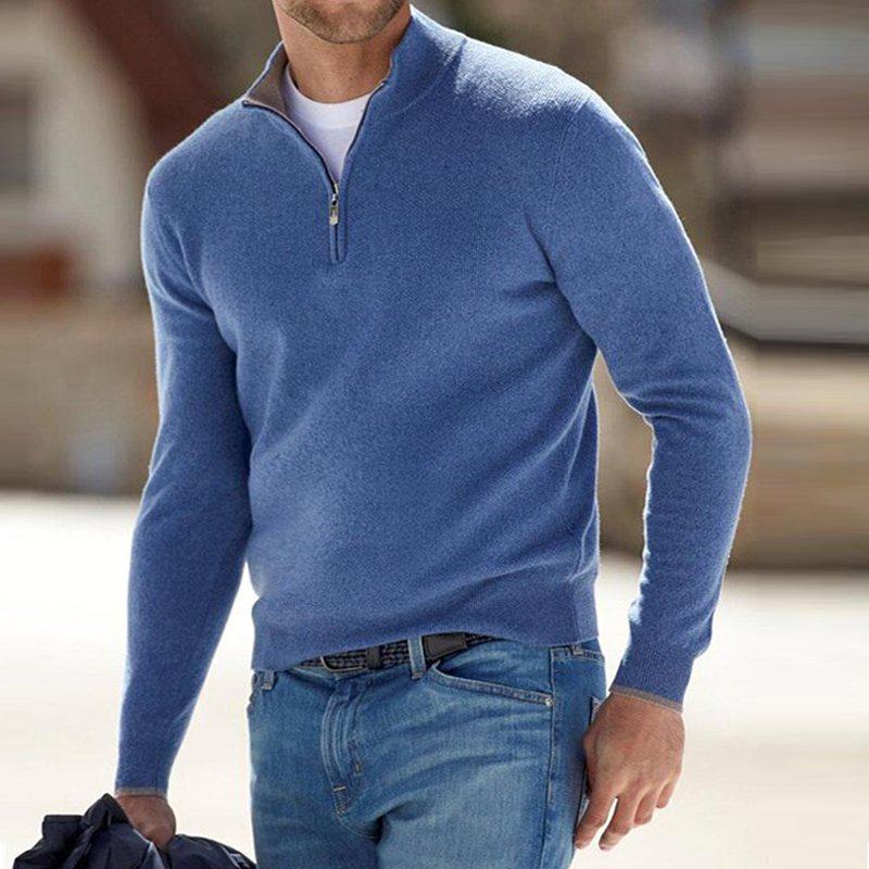 Heren Pullover met Halve Rits | Warme Stijlvolle Trui met Lange Mouwen
