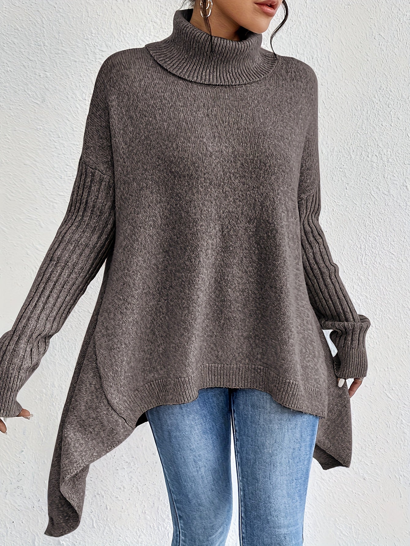 Dames coltrui | Oversized model met hoge kraag en moderne pasvorm