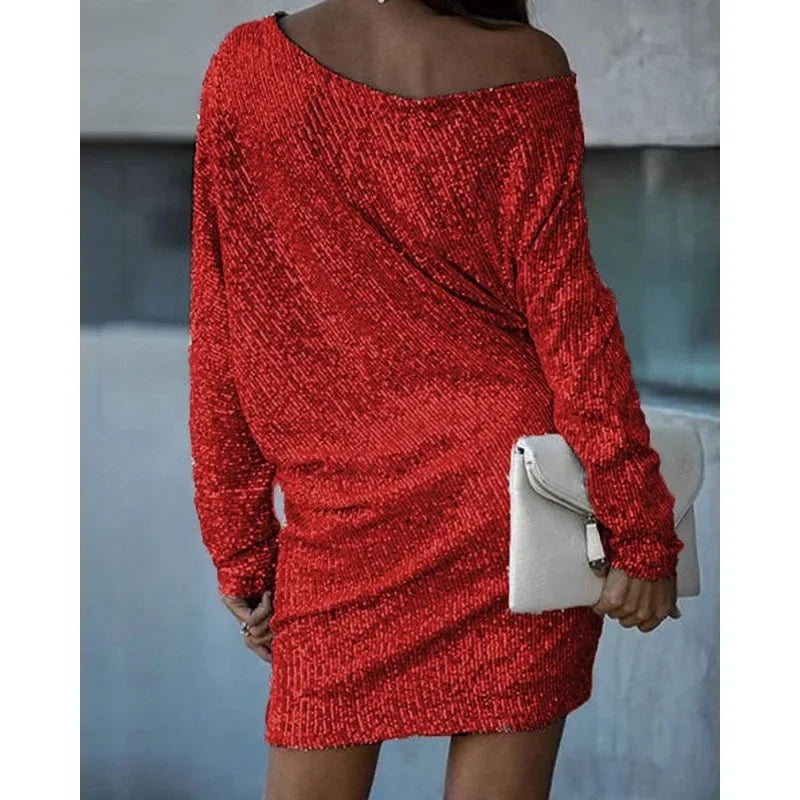 NOVA | Glanzend One-Shoulder Minijurk – Stijlvol & Verleidelijk
